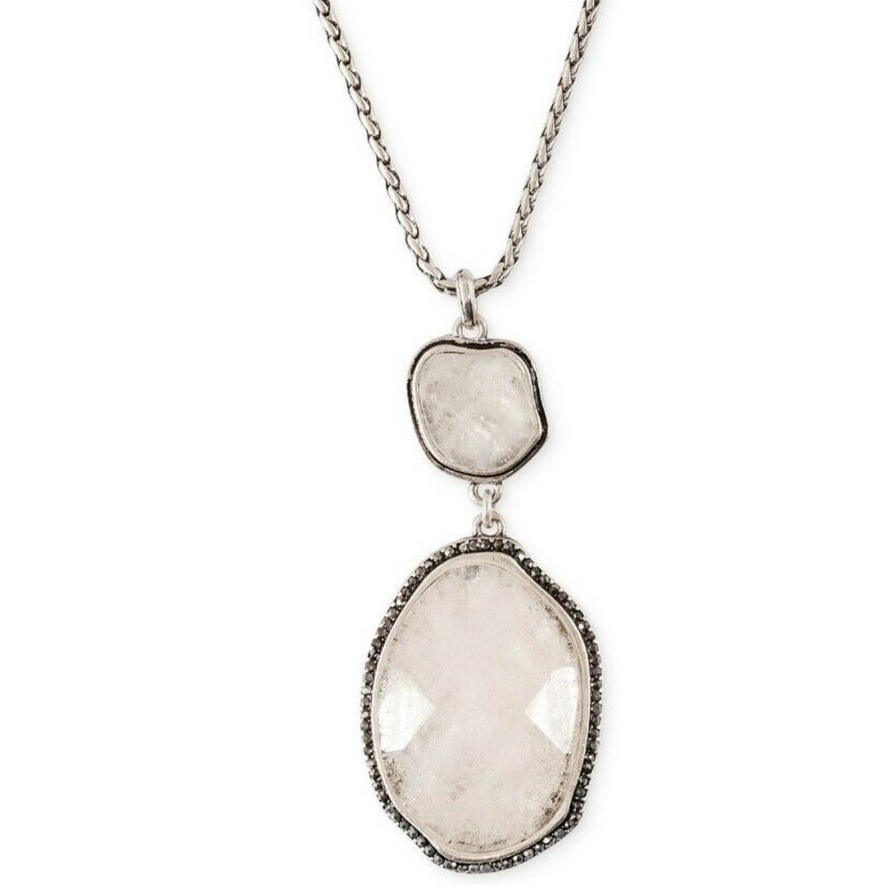 Lucky Brand Organic Stone Silvertone Pendant